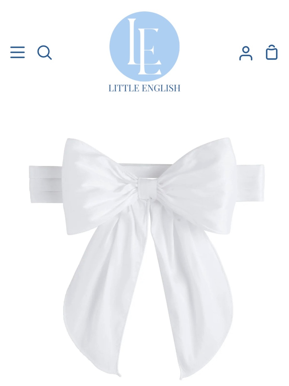 Little English White Bow Sash